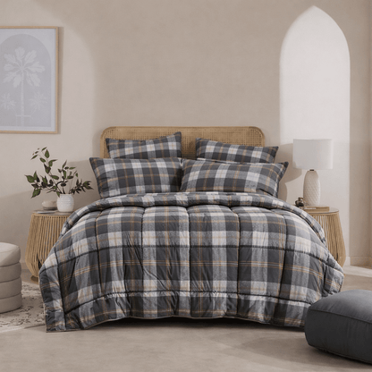 CHECK - Premium Cotton Summer 6pcs Comforter Set - Zaraish.com