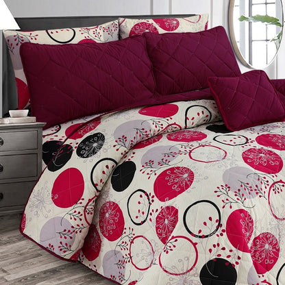 Cicular Red - 7pcs PREMIUM Summer Comforter Set (Light Filling) - Zaraish.com