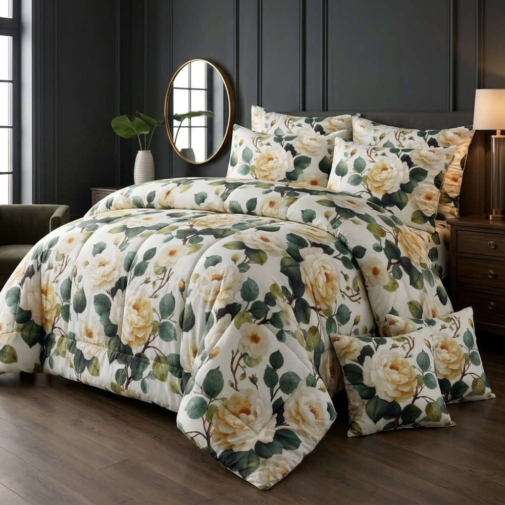 Cream Elegance - 8 pcs WINTER RAZAI Set (HEAVY FILLING) - Zaraish.com