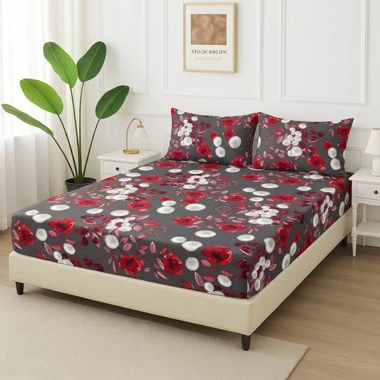 Crimson Dusk - Fitted Bedsheet Set - Zaraish.com