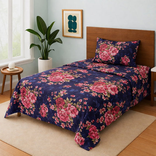 Crimson Flower - Single Bedsheet Set - Zaraish.com
