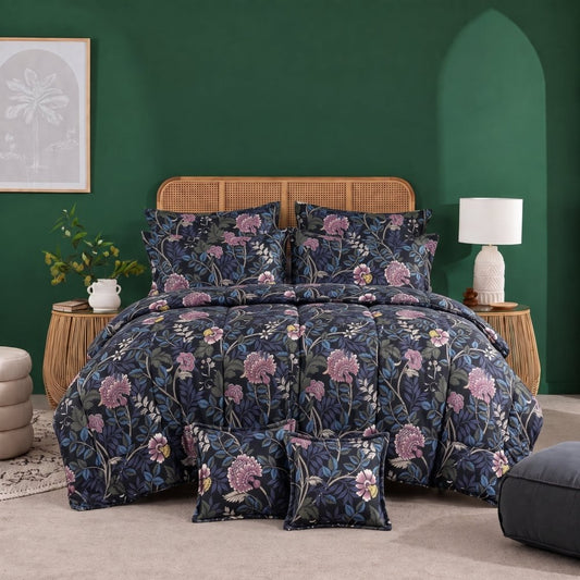 Dark Sapphire Meadow - 8pcs Premium Comforter Set - Zaraish.com