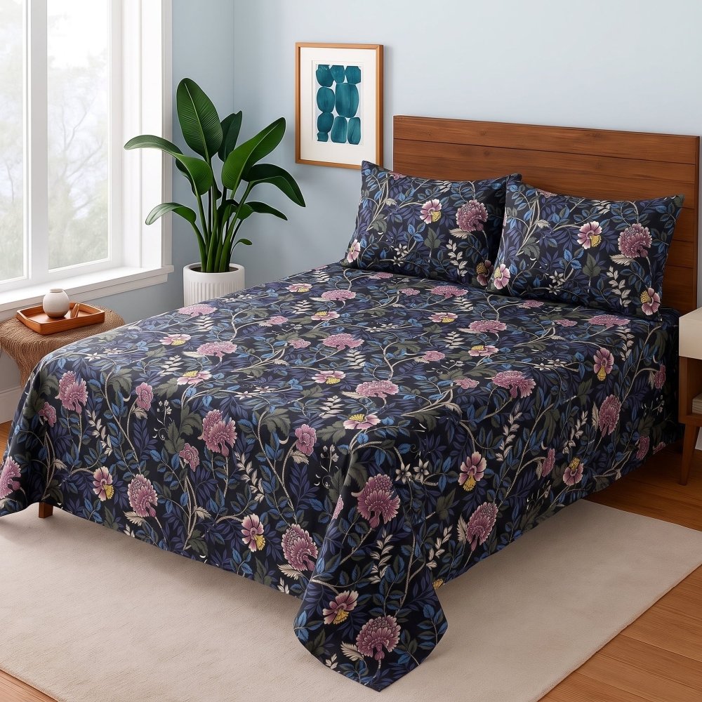 Dark Sapphire Meadow - Bedsheet Set - Zaraish.com