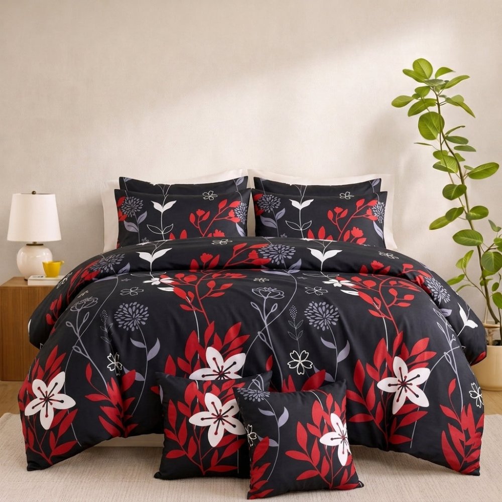Ember Blossom - 8pcs Quilt Cover Set (Without Filling) - Zaraish.com