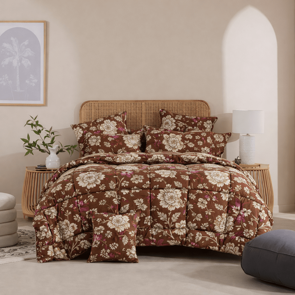 FOREST LEAVES - 7pcs PREMIUM Summer Comforter Set (Light Filling) - Zaraish.com
