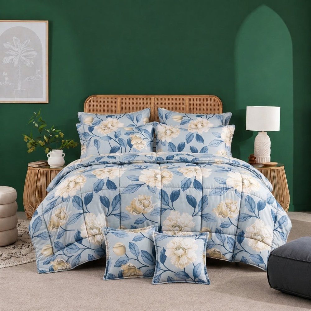 Frosty Peony - 8pcs Premium Comforter Set - Zaraish.com