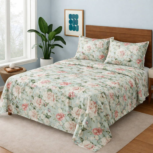 Green FLower - Bedsheet Set - Zaraish.com