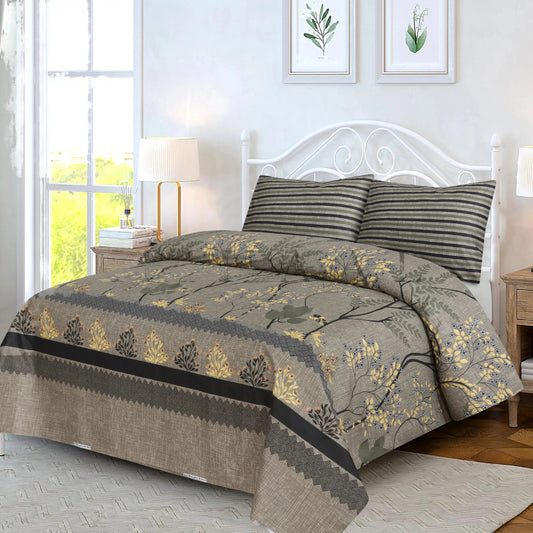 Grey Leaves - Bedsheet Set - Zaraish.com