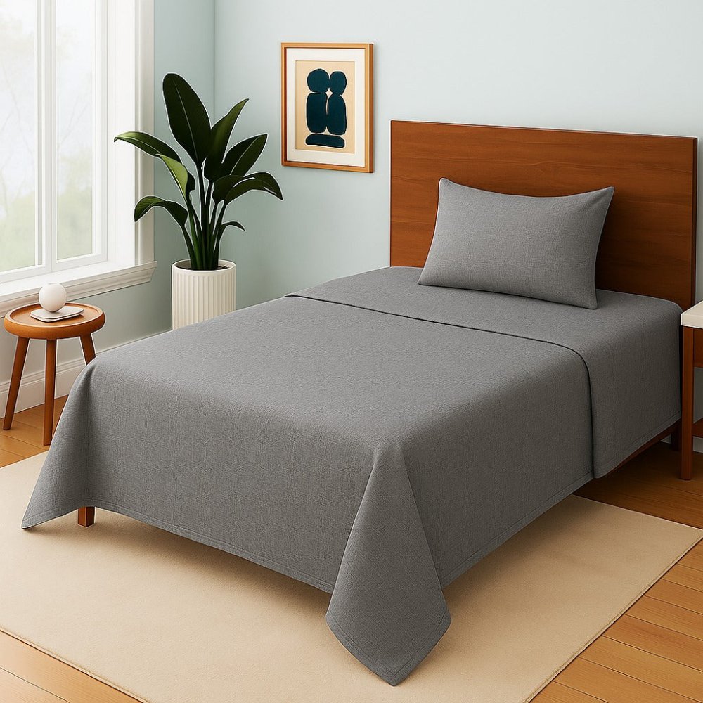 Grey Plain - Single Bedsheet Set - Zaraish.com