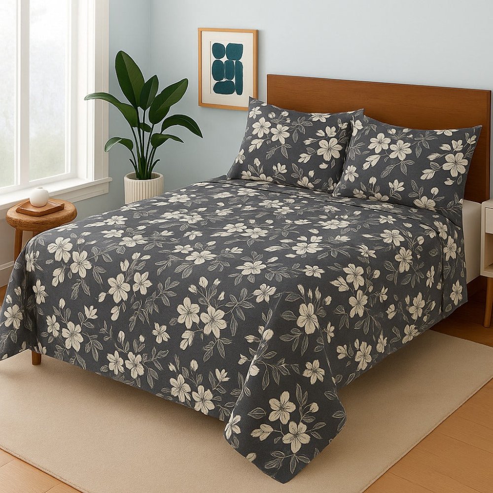 Grey Tulips - Bedsheet Set - Zaraish.com