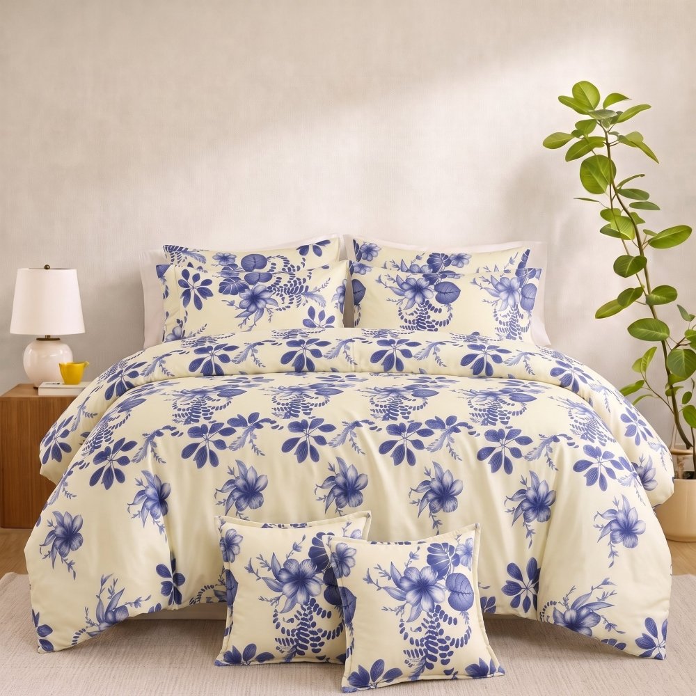 Indigo Frost - 8pcs Quilt Cover Set (Without Filling) - Zaraish.com