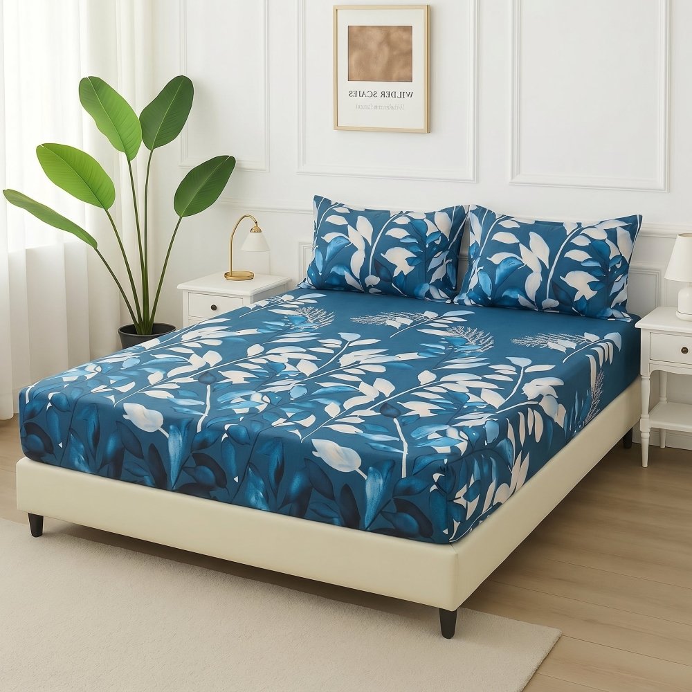 Indigo Willow - Fitted Bedsheet Set - Zaraish.com