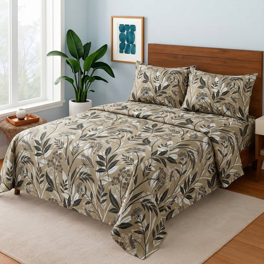 Latte Foliage - Bedsheet Set - Zaraish.com