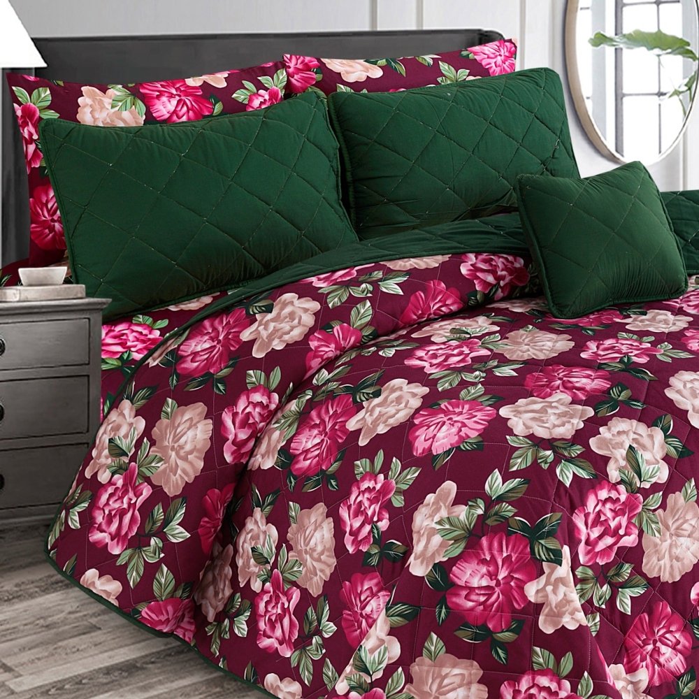 Majestic Leaves - 7pcs PREMIUM Summer Comforter Set (Light Filling) - Zaraish.com