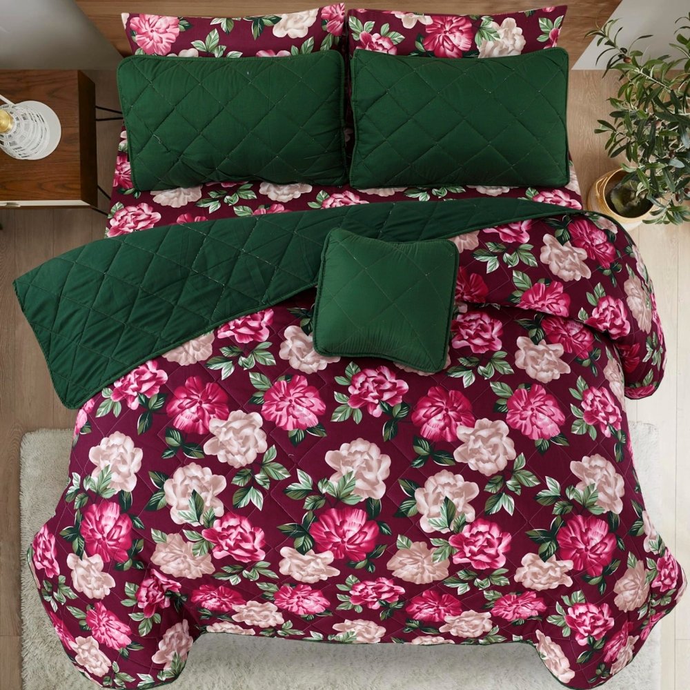 Majestic Leaves - 7pcs PREMIUM Summer Comforter Set (Light Filling) - Zaraish.com