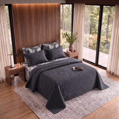 Marble Nebula Grey Bedspread - 6 Pcs - Zaraish.com