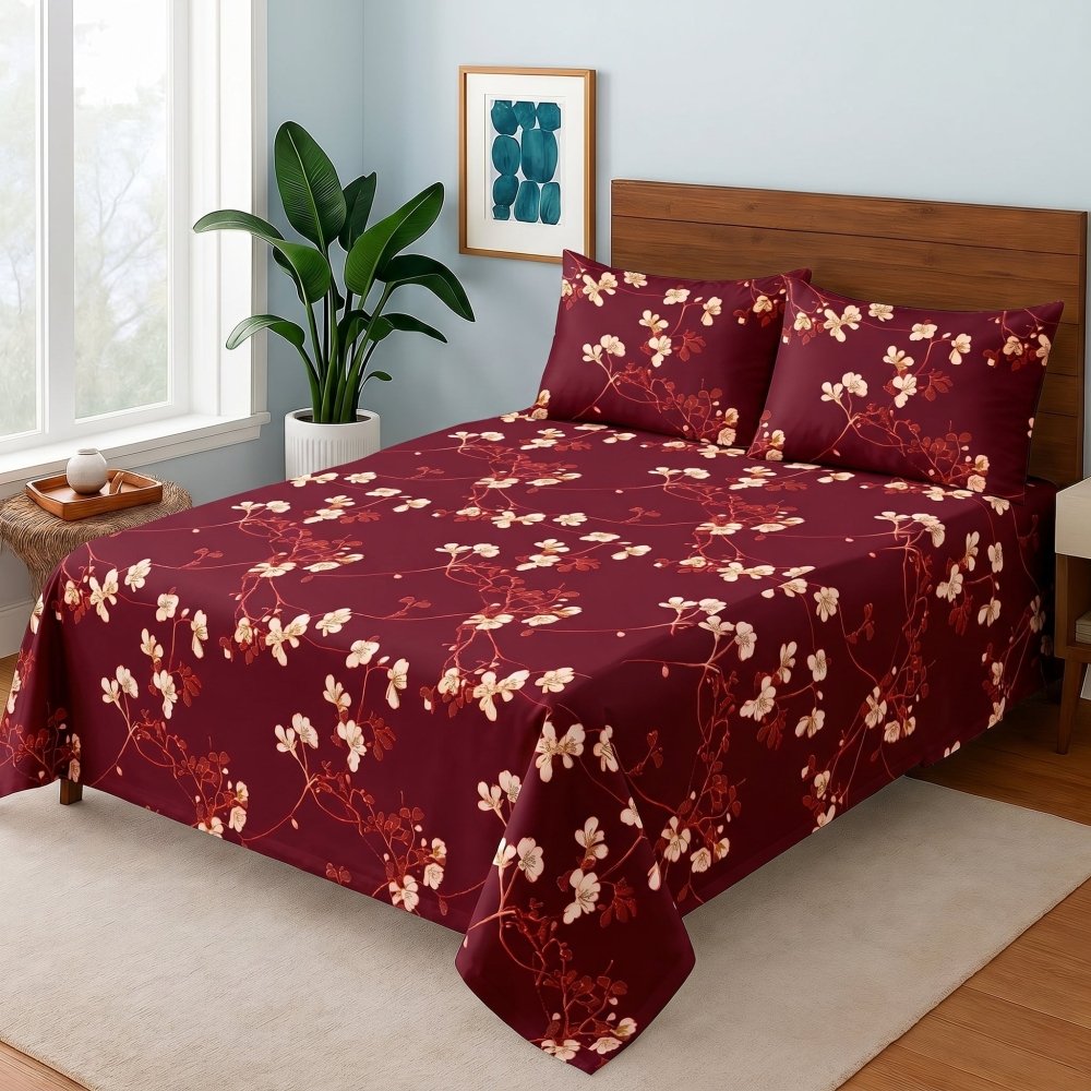 Maroon Charm - Bedsheet Set - Zaraish.com