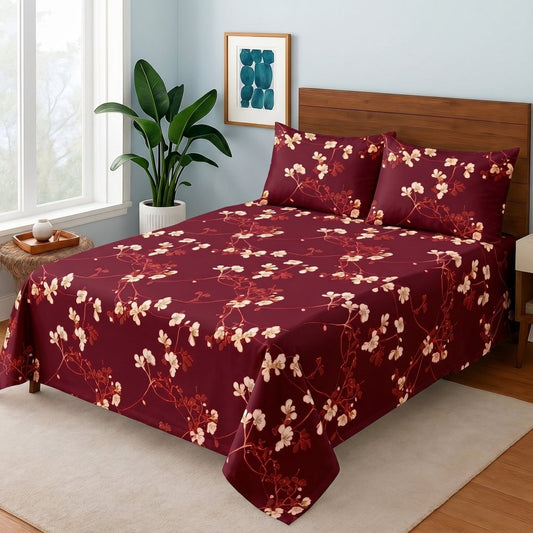 Maroon Charm - Bedsheet Set - Zaraish.com