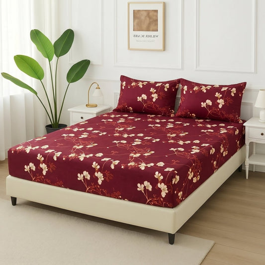 Maroon Charm - Fitted Bedsheet Set - Zaraish.com
