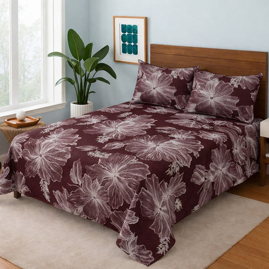 Maroon Flower - Bedsheet Set - Zaraish.com