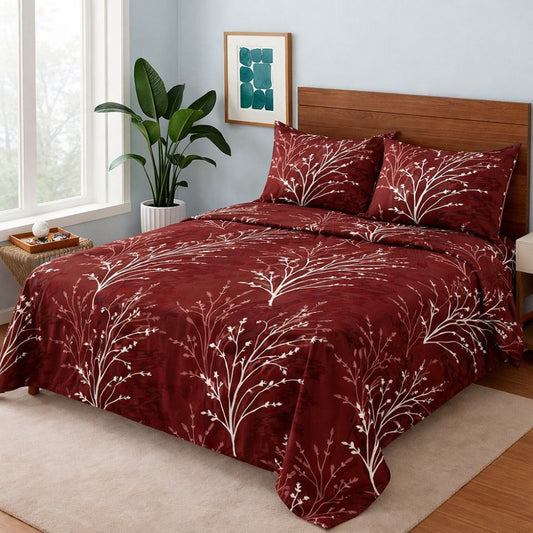 Maroon Tehni - Bedsheet Set - Zaraish.com