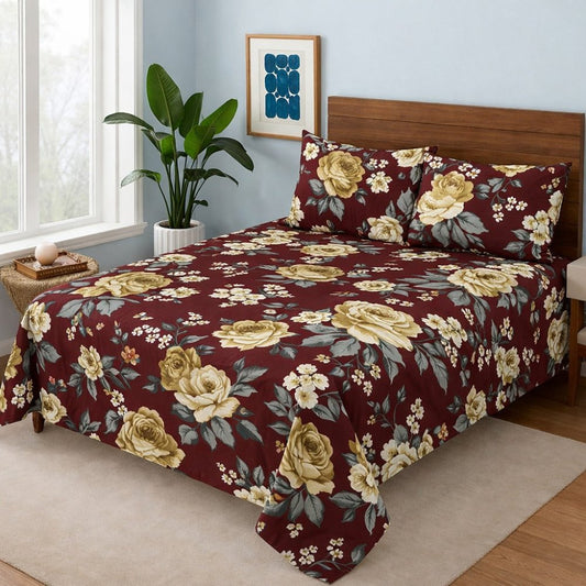 Maroon Tulip - Bedsheet Set - Zaraish.com