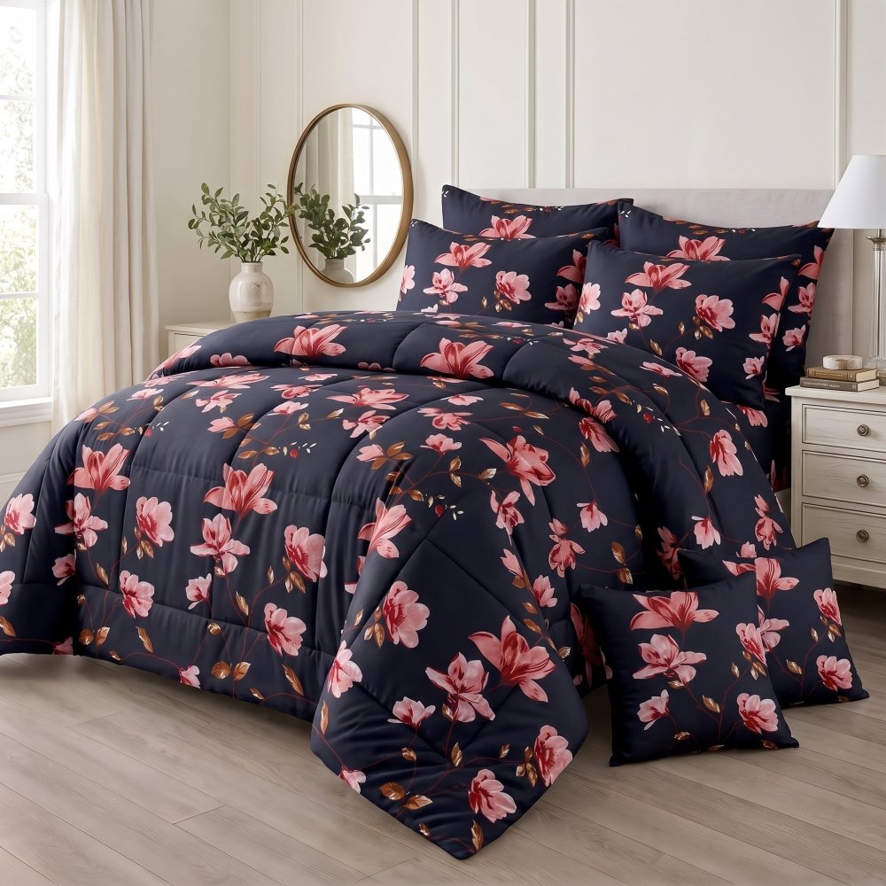 Midnight Twilight Flora - 8 pcs WINTER RAZAI Set (HEAVY FILLING) - Zaraish.com