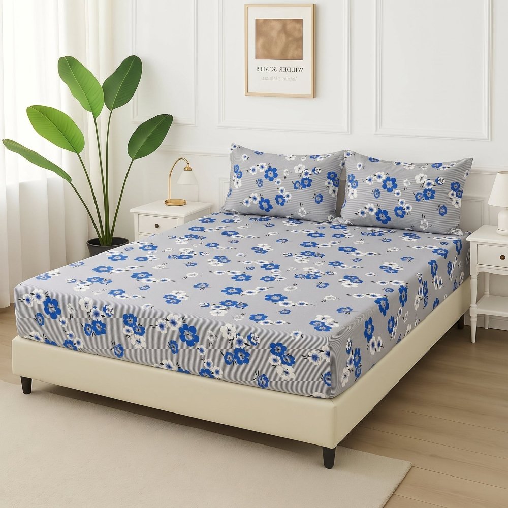 Misty Cornflower Navy Blue Bedspread - 6 Pcs - Zaraish.com