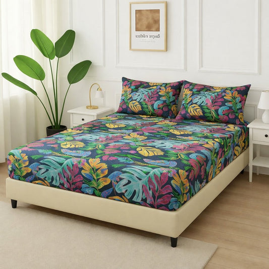 Mix Leaves - Fitted Bedsheet Set - Zaraish.com