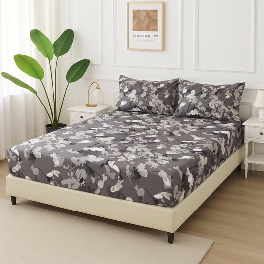 Monochrome Flora - Fitted Bedsheet Set - Zaraish.com