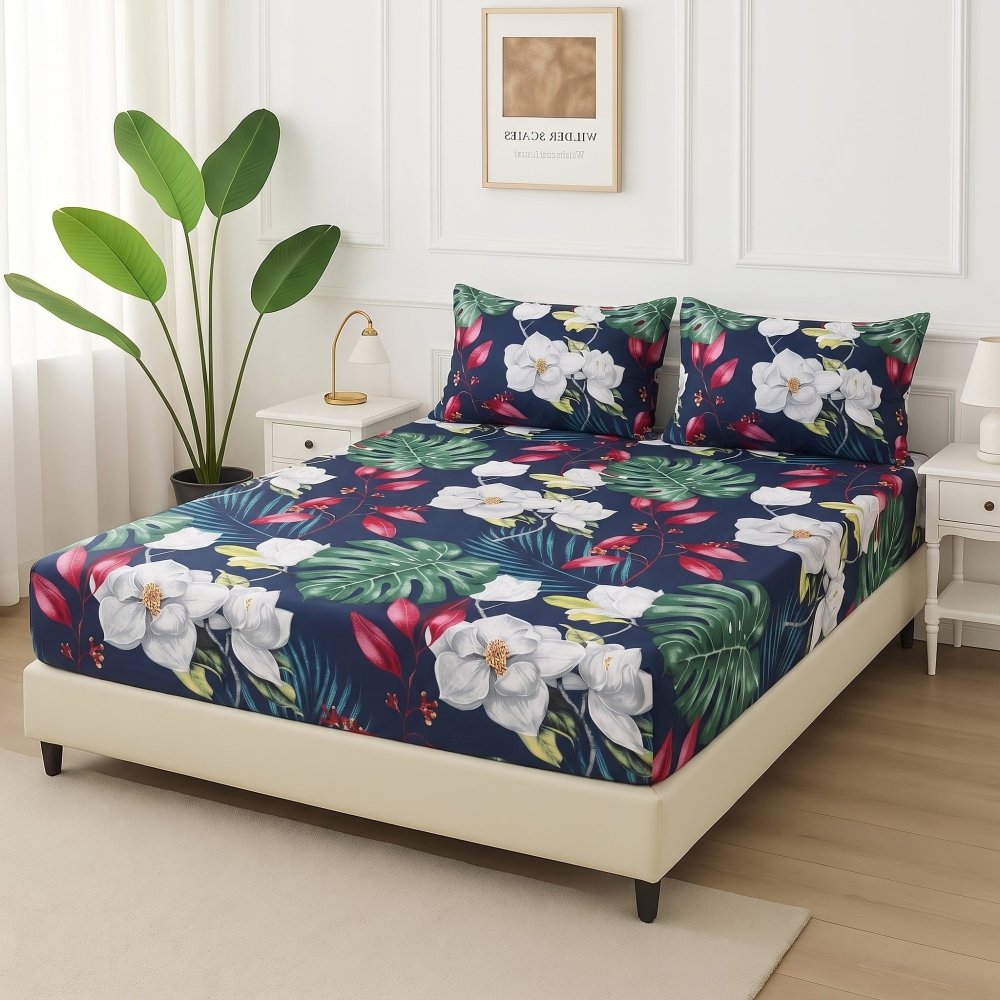 Moonlit Flora - Fitted Bedsheet Set - Zaraish.com
