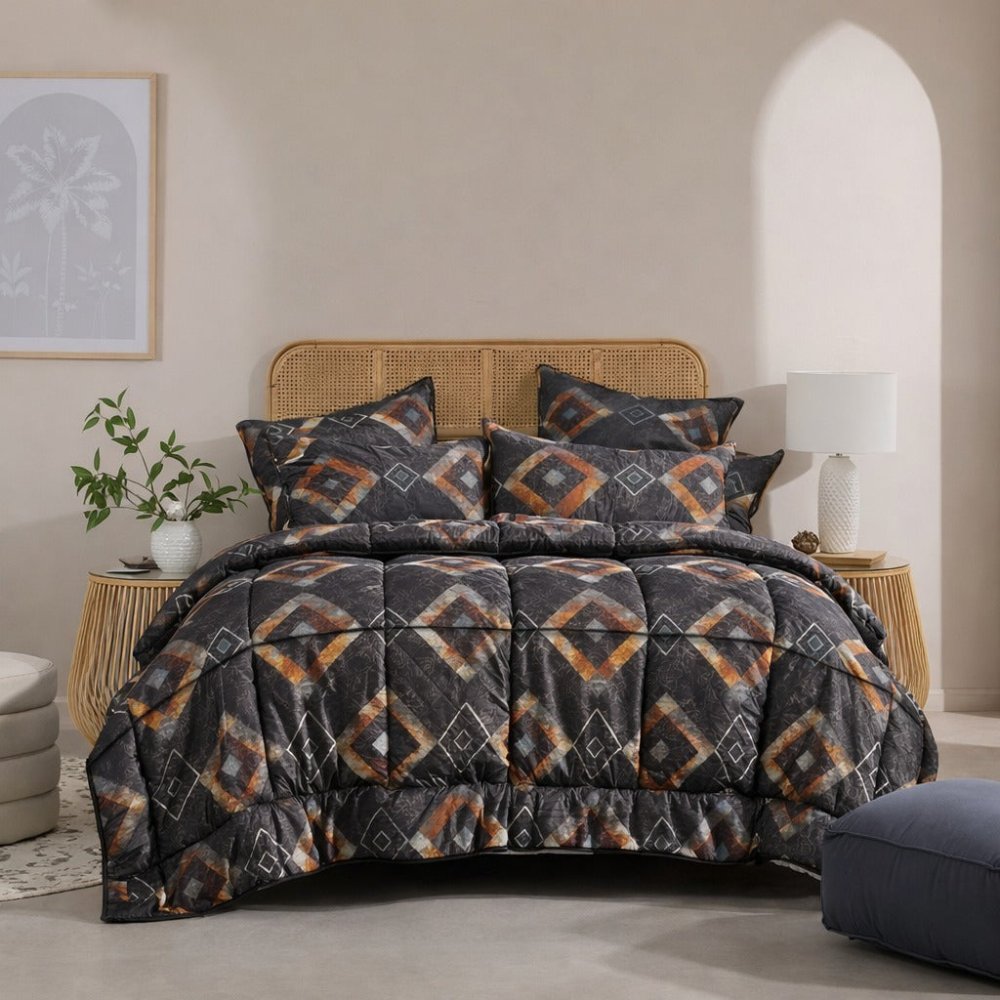 Multi Square - 6pcs Premium Comforter Set - Zaraish.com