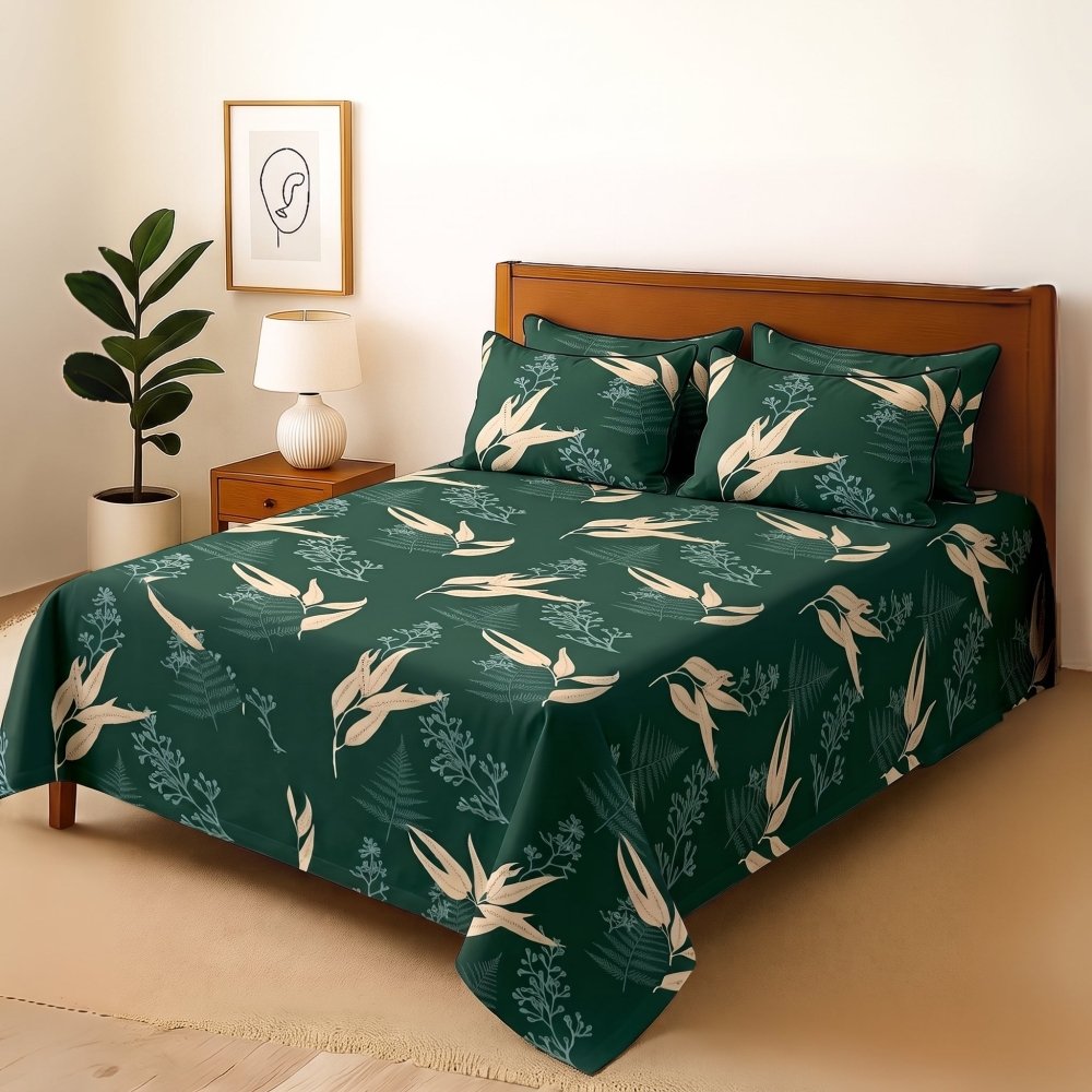 Olive Grove - Bedsheet With 4 Pillow Covers - Zaraish.com