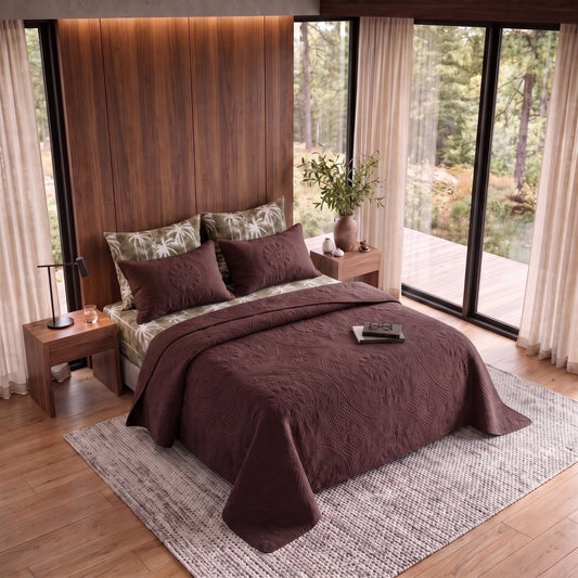 Pacific Palms Brown Bedspread - 6 Pcs - Zaraish.com