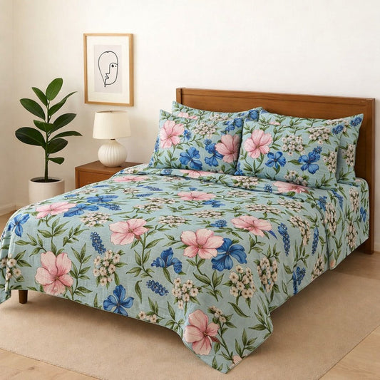 Pink Daisy - Bedsheet With 4 Pillow Covers - Zaraish.com