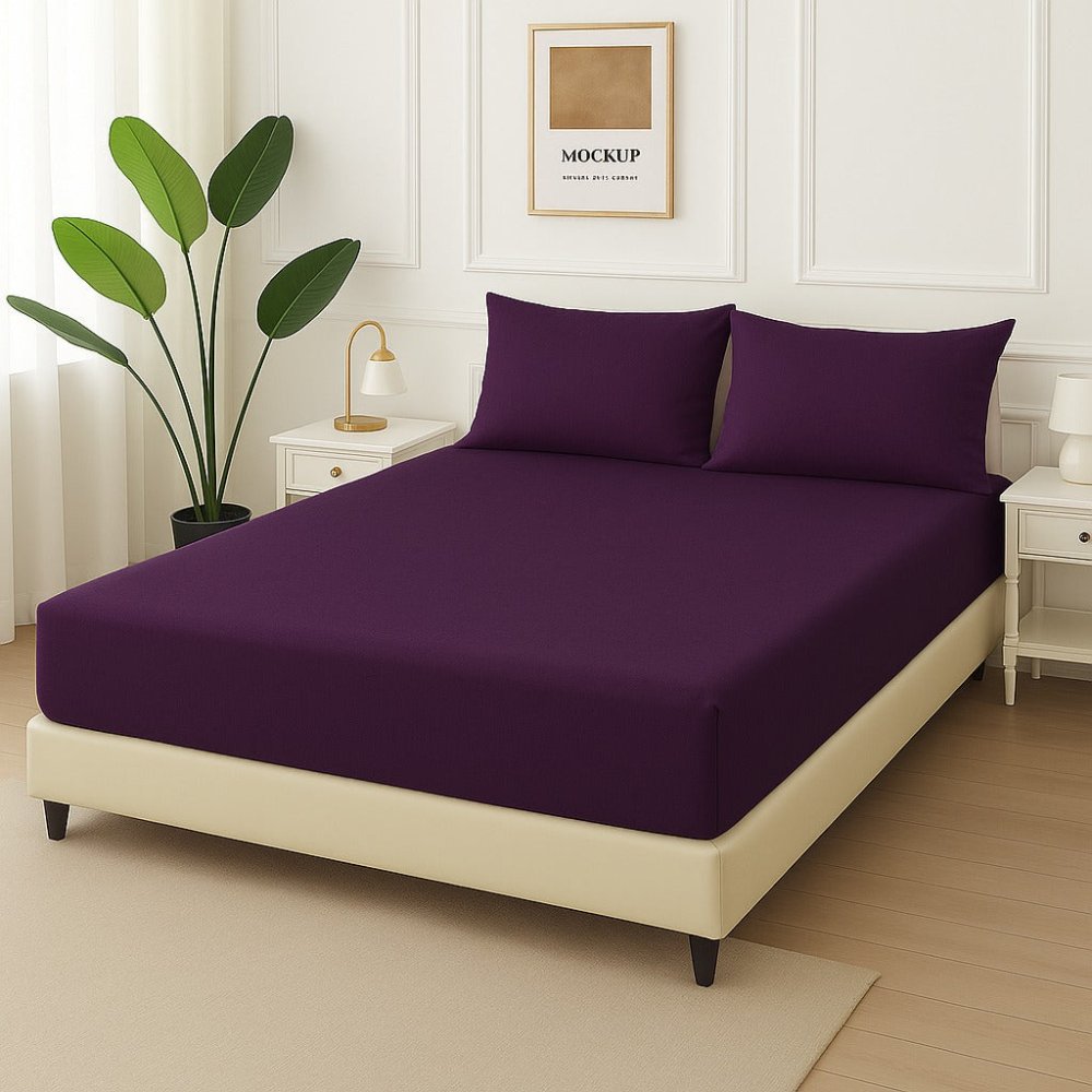Purple Plain - Fitted Bedsheet Set - Zaraish.com