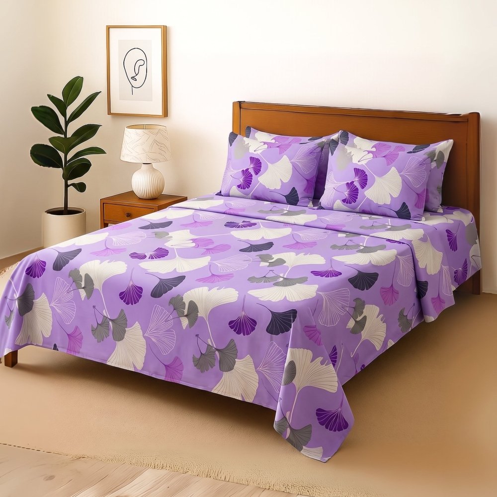 Purple Whisper - Bedsheet With 4 Pillow Covers - Zaraish.com