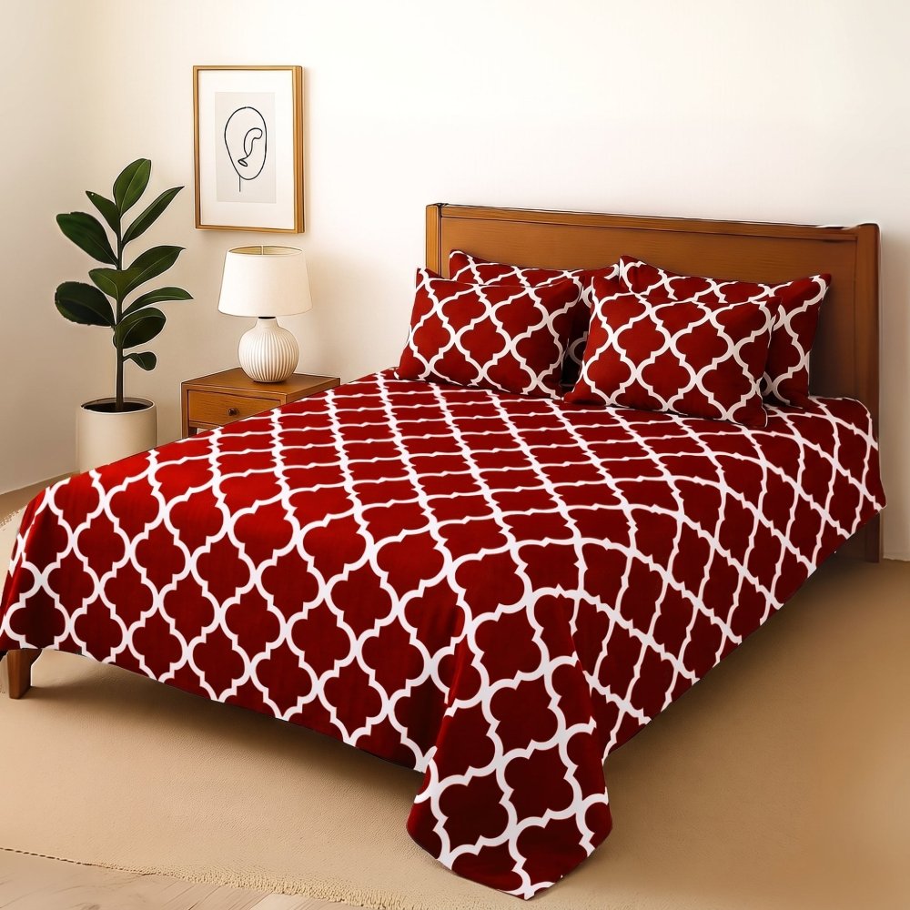 red check - Bedsheet With 4 Pillow Covers - Zaraish.com