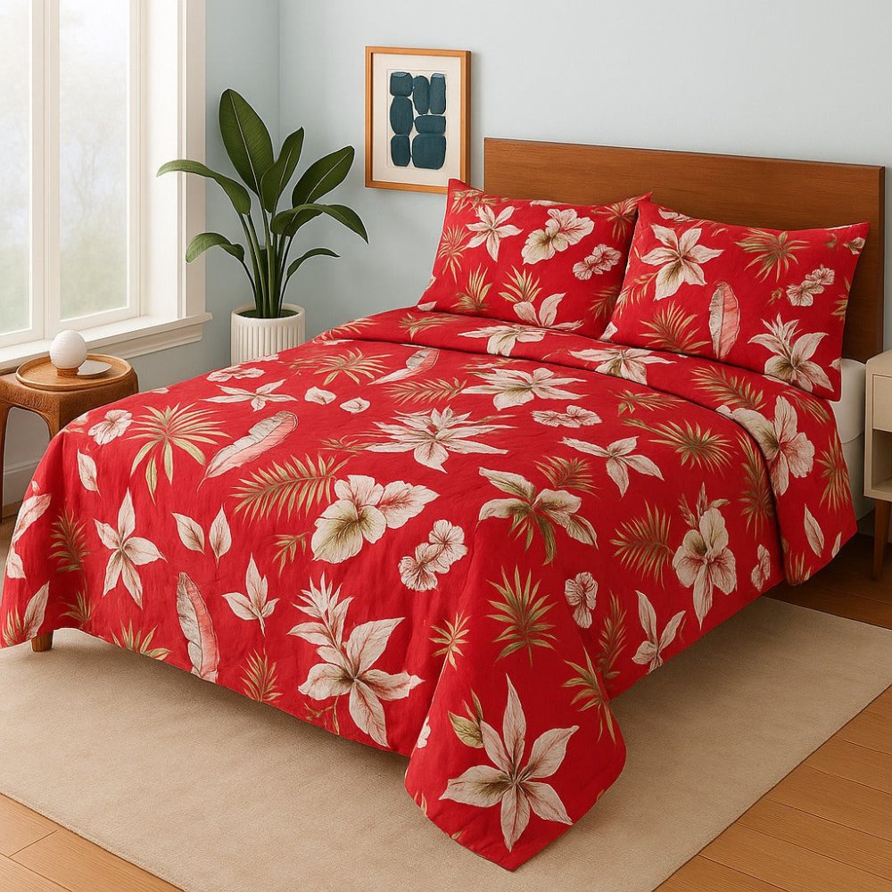 Red Lilies - Bedsheet Set - Zaraish.com