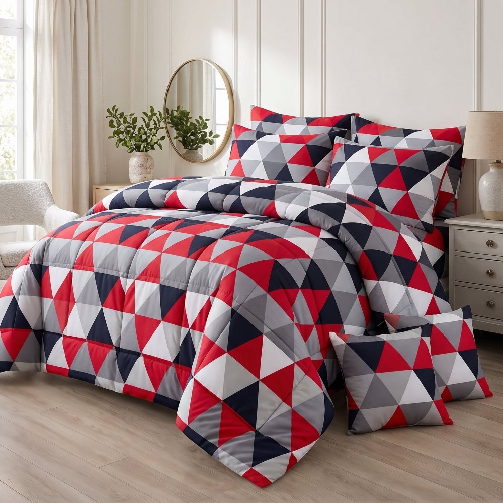 Red Tukri - 8 pcs WINTER RAZAI Set (HEAVY FILLING) - Zaraish.com