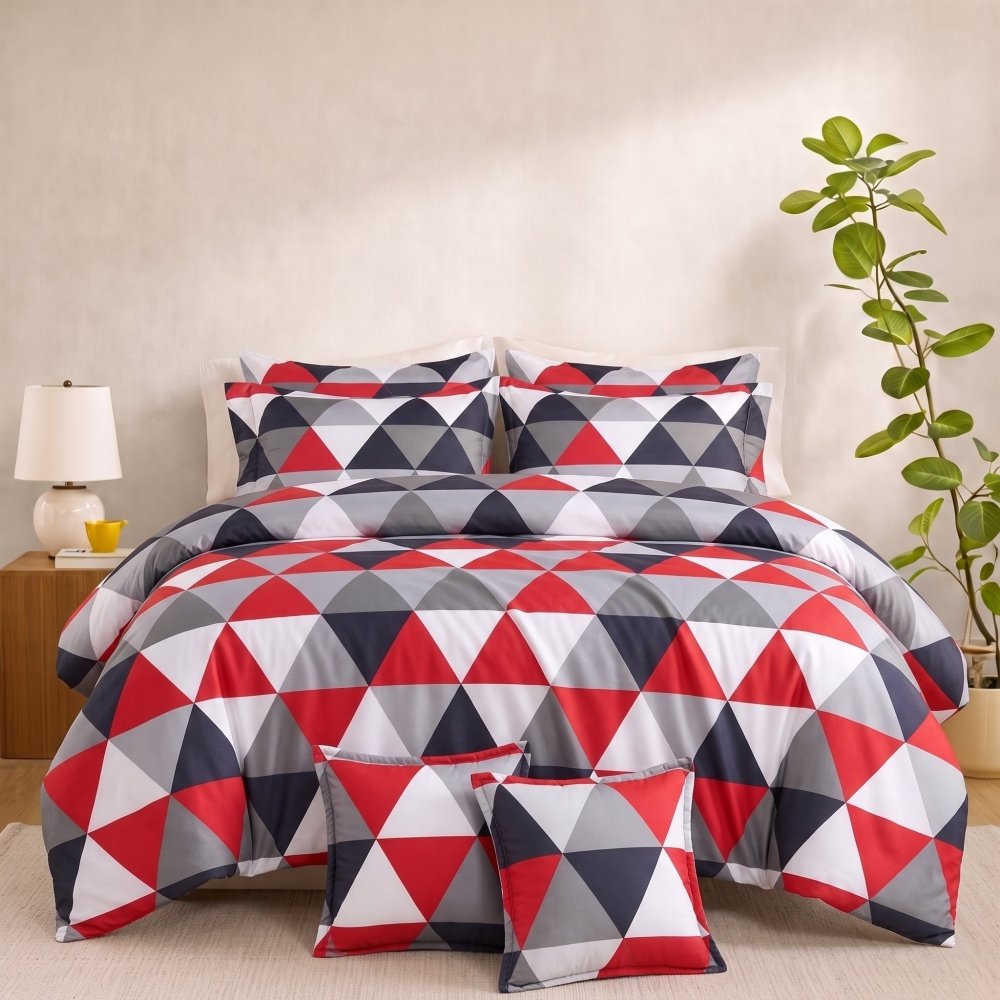 Red Tukri - 8pcs Quilt Cover Set (Without Filling) - Zaraish.com