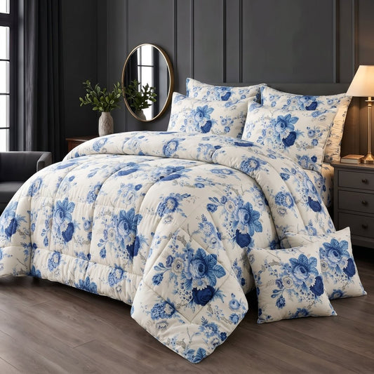 Royal Blue Botanical -8 pcs WINTER RAZAI Set (HEAVY FILLING) - Zaraish.com