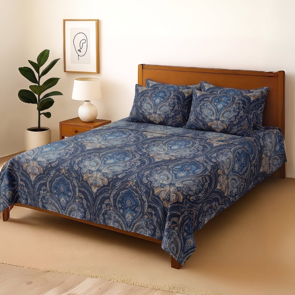 Royal Paisley - Bedsheet With 4 Pillow Covers - Zaraish.com