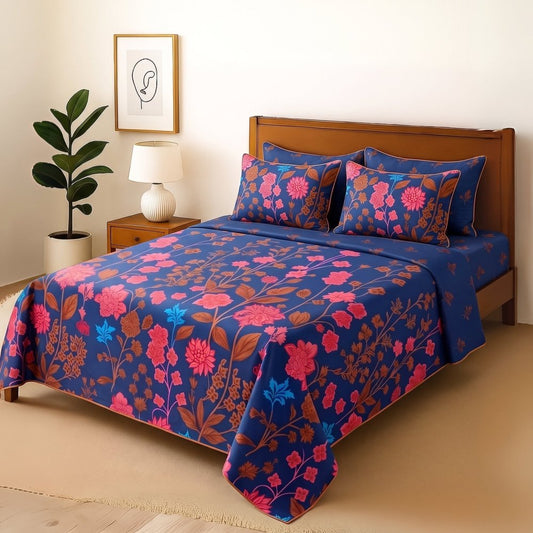royal peony - Bedsheet With 4 Pillow Covers - Zaraish.com