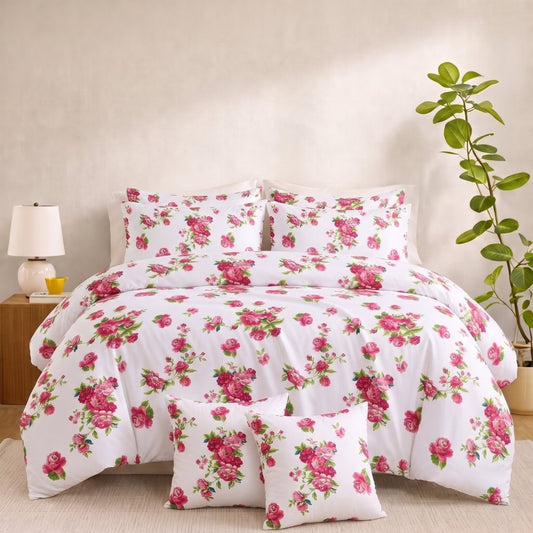 Ruby Flora - 8pcs Quilt Cover Set (Without Filling) - Zaraish.com