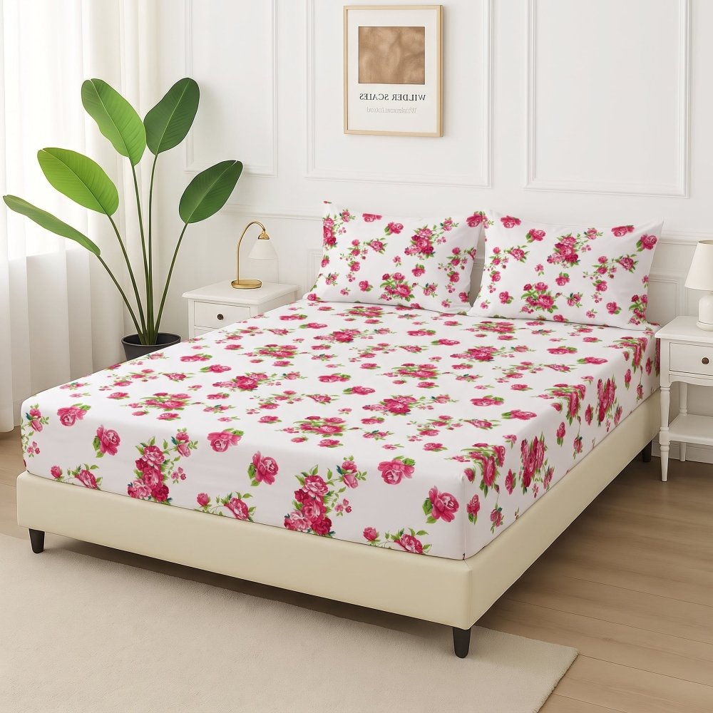 Ruby Flora Maroon Bedspread - 6 Pcs - Zaraish.com