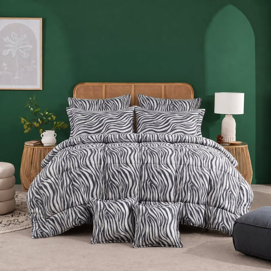Safari Grid - 8pcs Premium Comforter Set - Zaraish.com