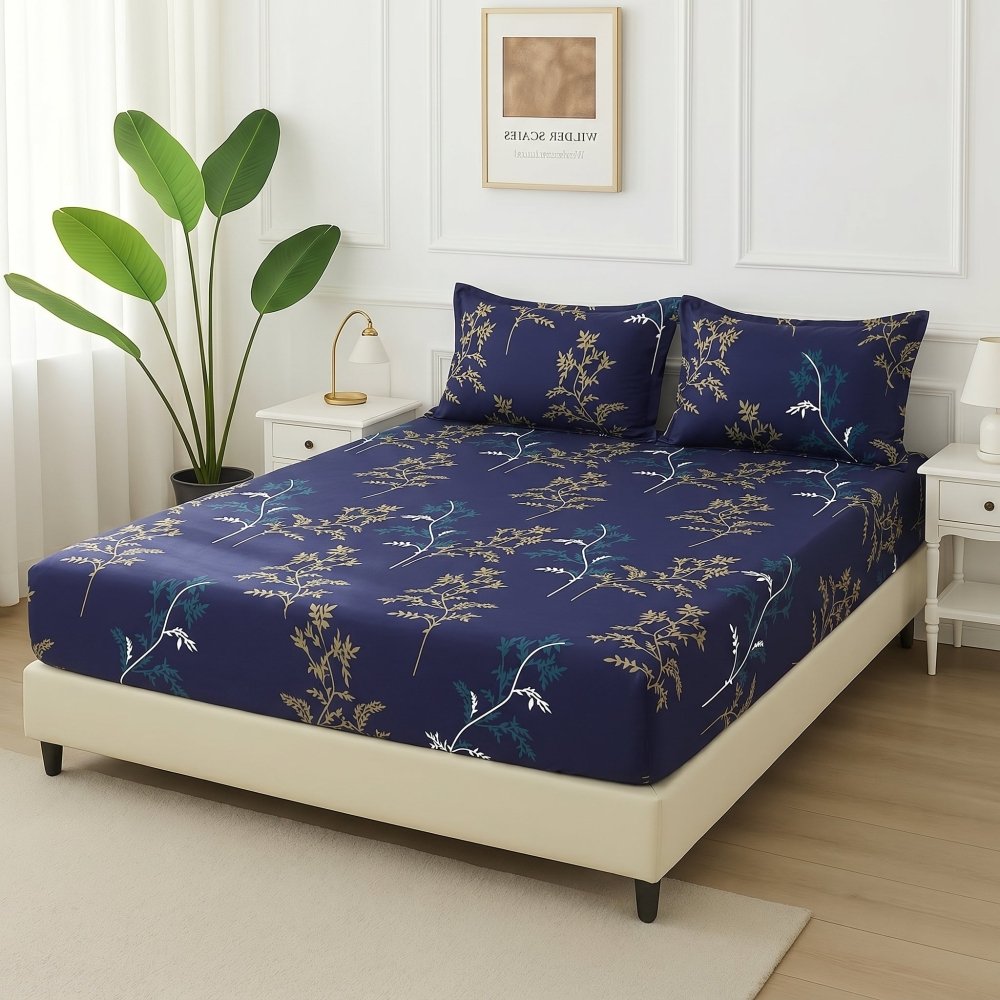 Sapphire Leaf - Fitted Bedsheet Set - Zaraish.com
