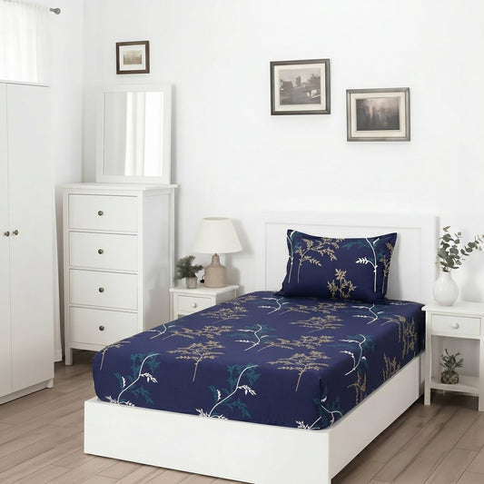 Sapphire Leaf - SINGLE Fitted Bedsheet Set - Zaraish.com