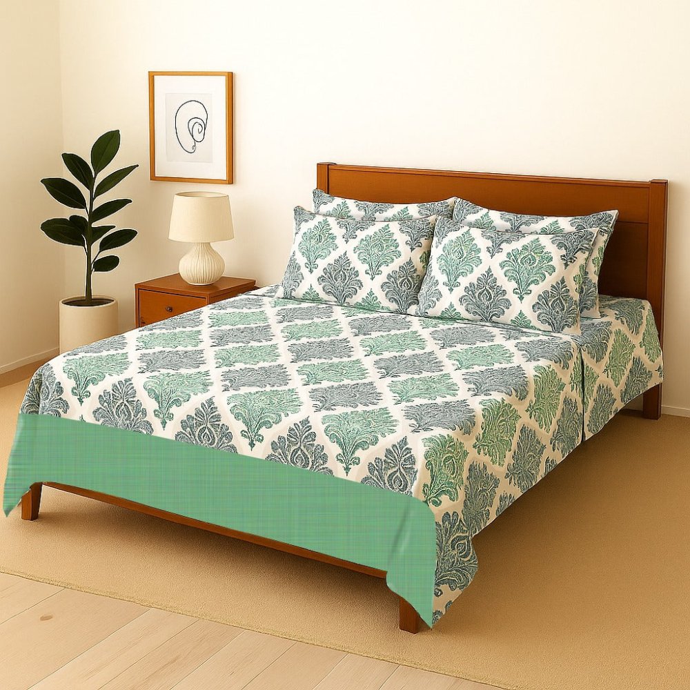 SEA BORDER - Bedsheet With 4 Pillow Covers - Zaraish.com